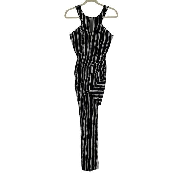 Lumier by Bariano XS Black White Striped Maxi Dress Open Side Sleeveless NWT - Picture 2 of 11